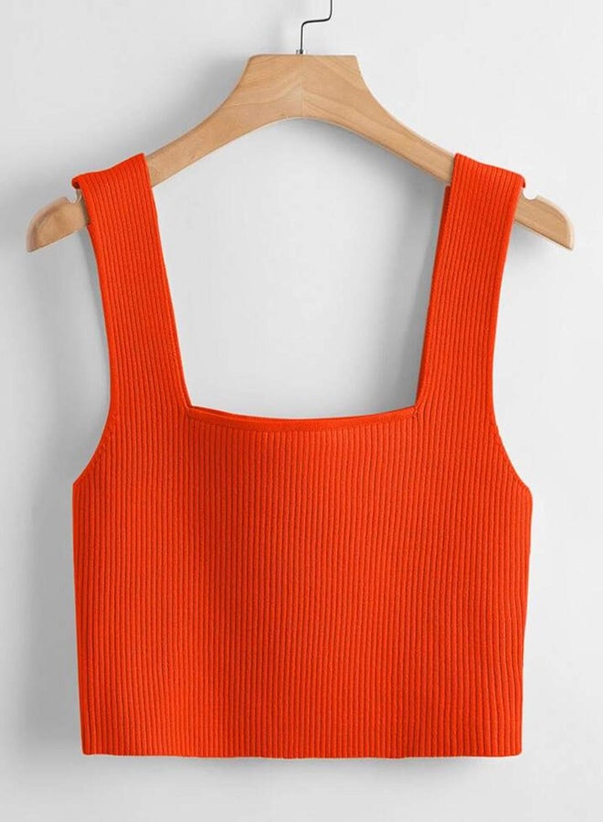 Women's T-shirt Made Of Ribbed Cotton - Orange